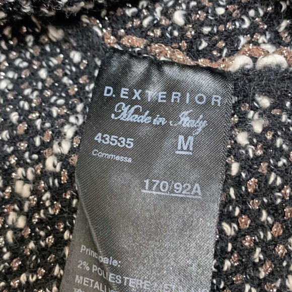 D. EXTERIOR Black White Metallic‎ Wool Blend Boucle Knit Cardigan - Picture 4 of 12